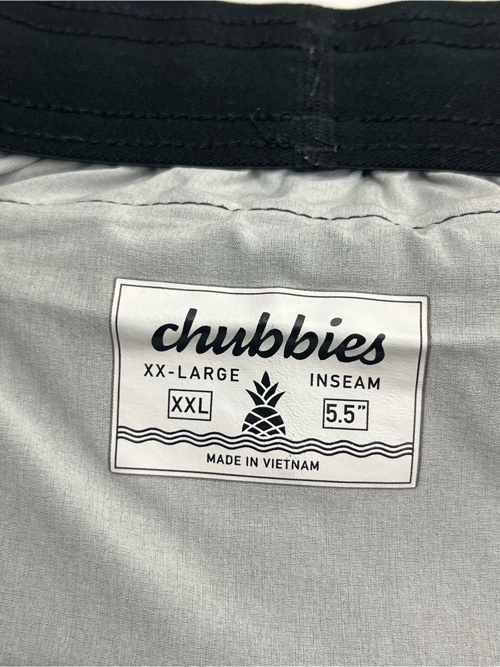 Chubbies Men's XXL Dark Charcoal Patterned Athletic Swim Shorts Elastic Waist
